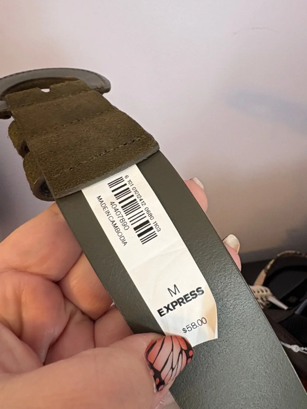 Express Green Leather Suede Unique Buckle Belt size M